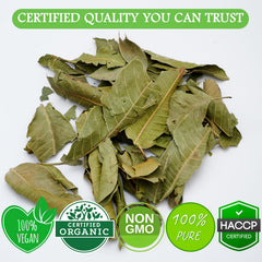 Cure wid Pure air-dried mango leaves ready for a gentle brew or smoothie addition.