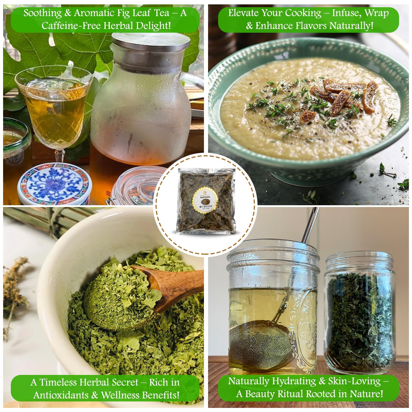 Cure Wid Pure fig leaves offering antioxidant-rich tea options.