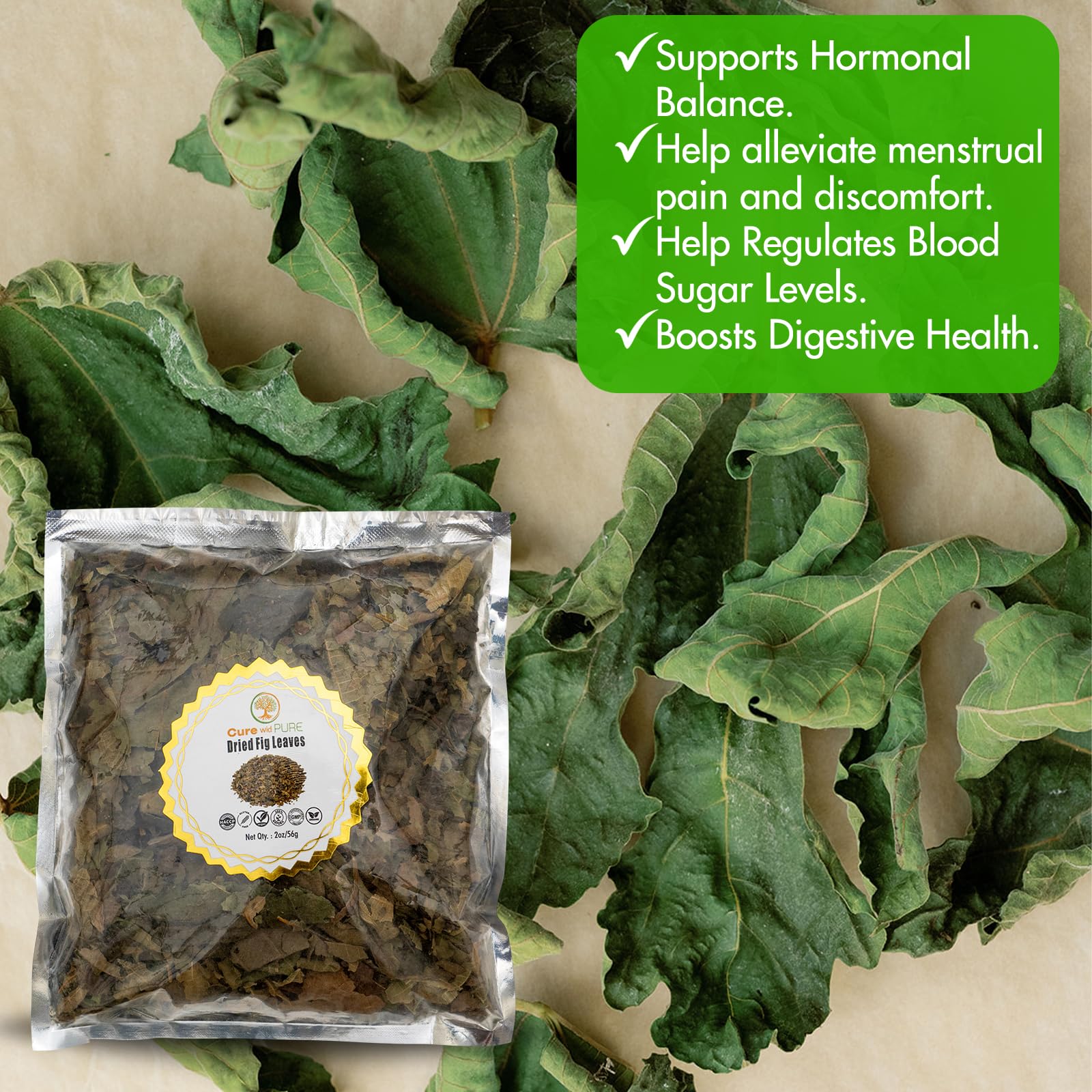 Cure Wid Pure fig leaves tea supports digestive comfort and relaxation possibilities.