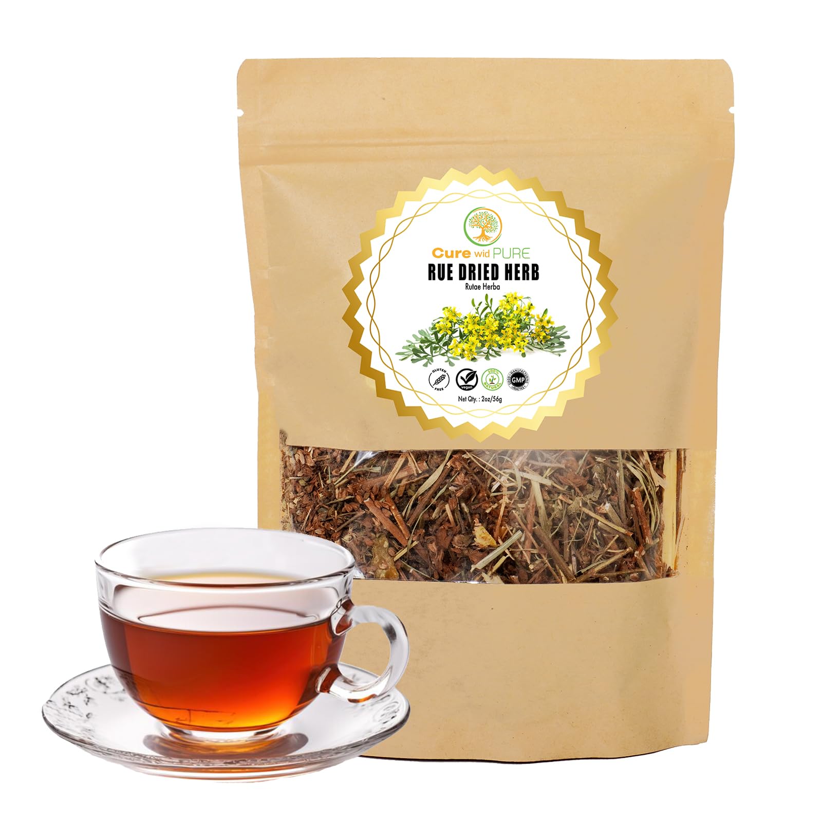 Cure wid Pure dried rue tea bundle for authentic brewing and culinary delight.