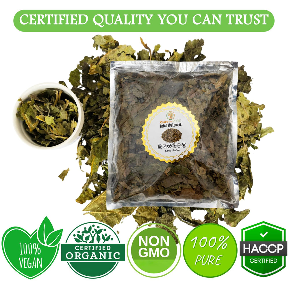 Cure Wid Pure dried fig leaves ready for infusions and recipes.