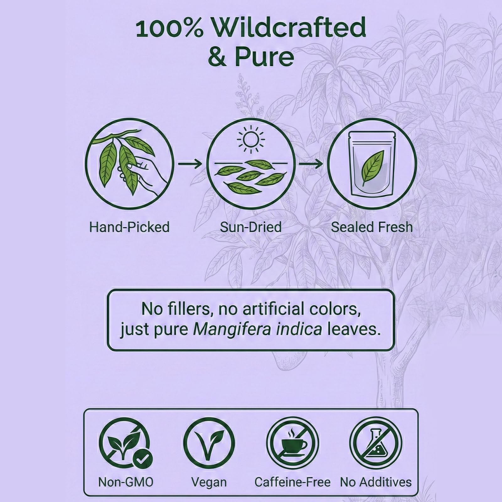 Cure wid Pure mango leaves—heritage orchard selection for soft, natural flavor.