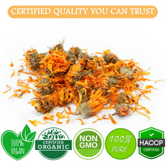 Organic calendula petals from Cure Wid Pure prepared for DIY remedies.