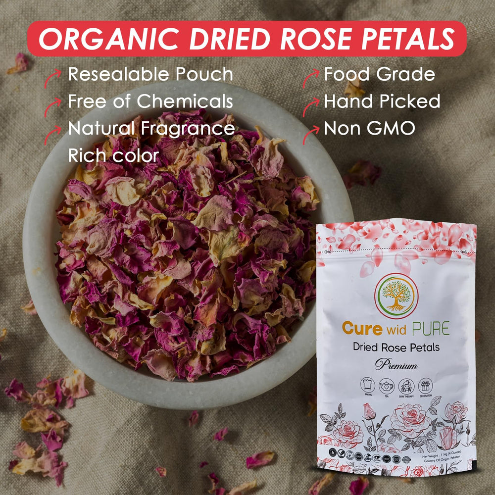Close-up of Cure Wid Pure rose petals natural color and texture