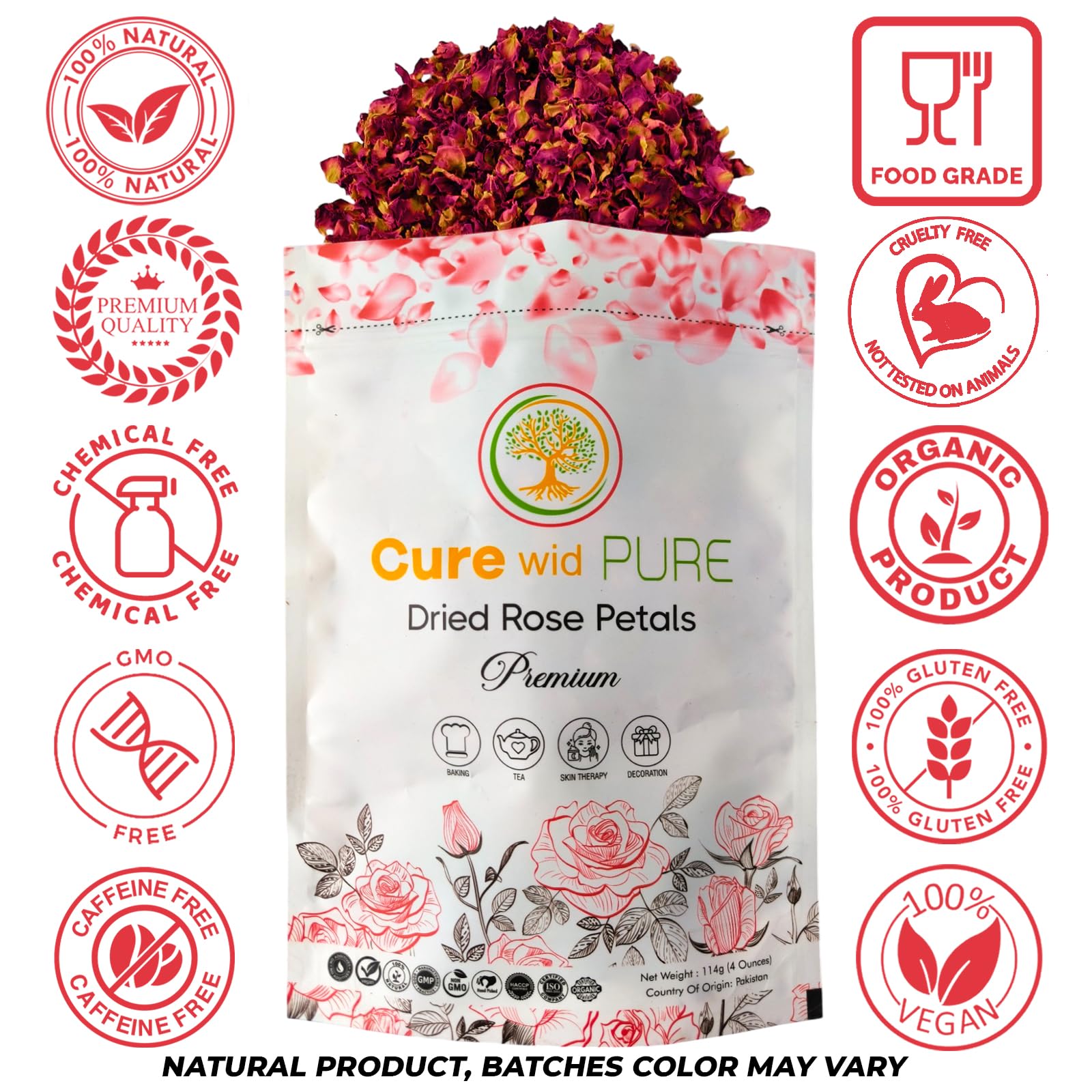 Cure Wid Pure rose petals elevate cocktails with floral notes and visual appeal