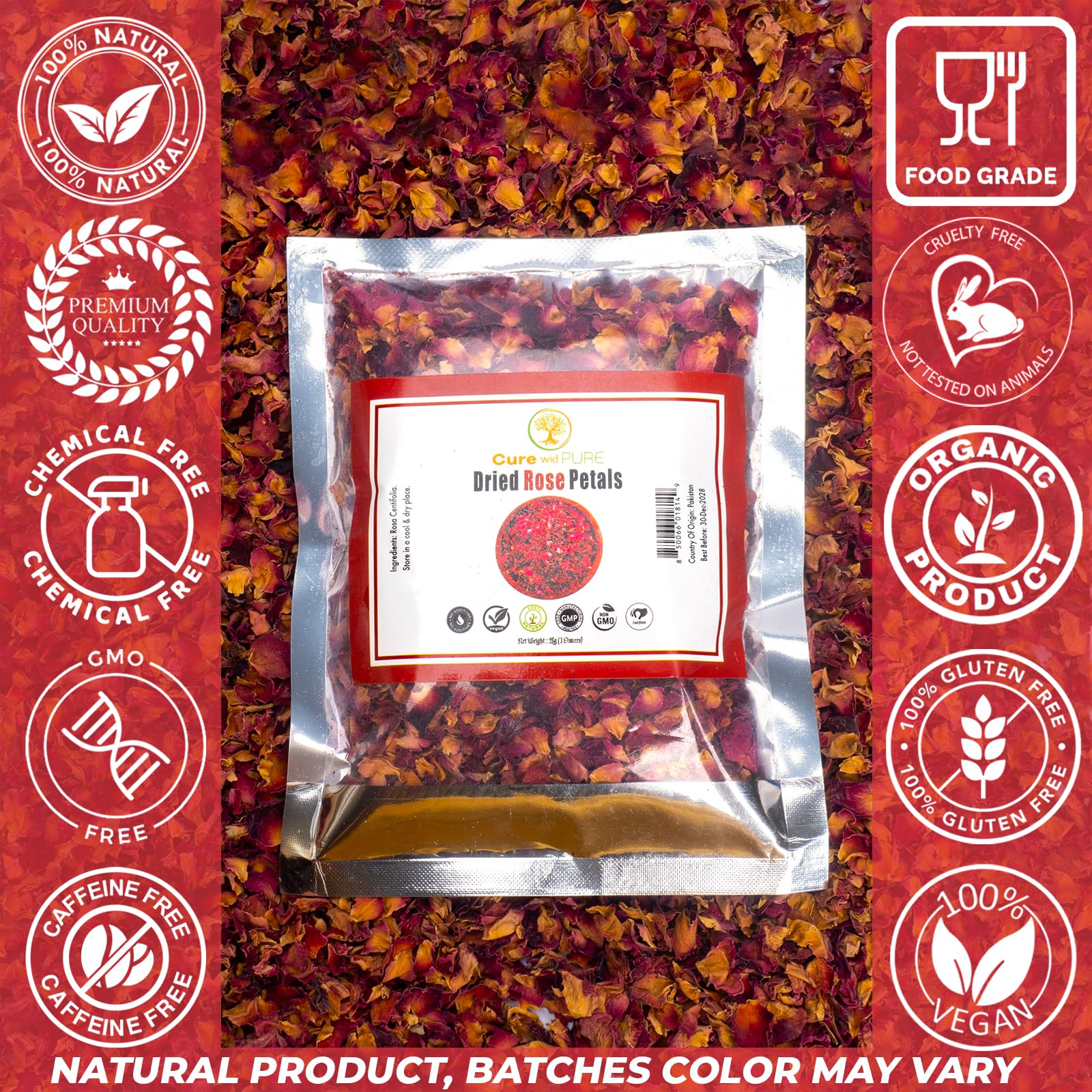 Cure Wid Pure rose petals for cocktails add fragrance and elegant garnish.