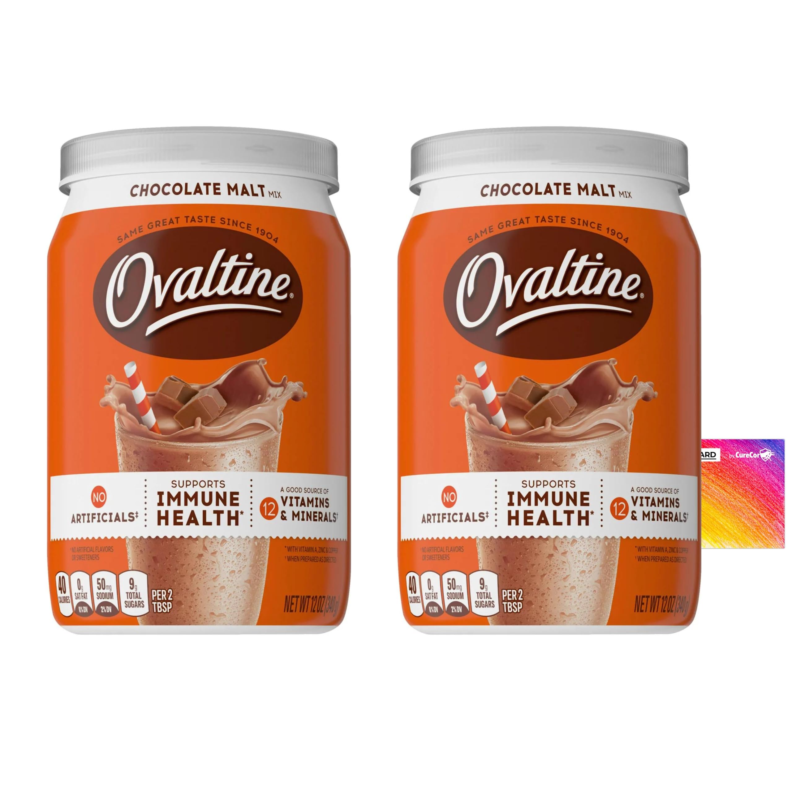 CURECOR Ovaltine powdered drink mix bundle adds chocolate malt flavor to milk for a comforting treat