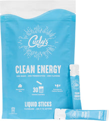 Curly's Clean Energy Sticks pack closeup showing branding and energy support