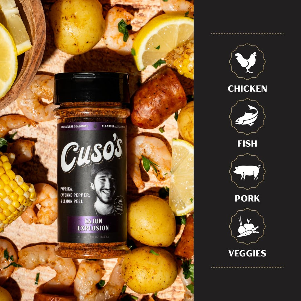 Cuso Cuts Cajun Seasoning shrimp pan sear elevates seafood with Southern spice