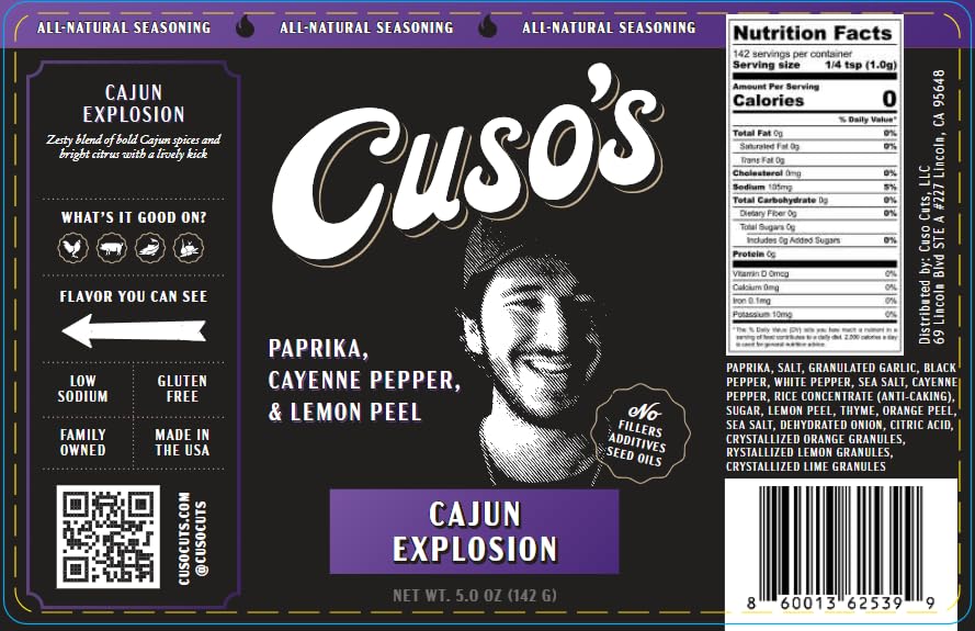 Cuso Cuts Cajun Seasoning closeup reveals spices and smoky undertones for chicken