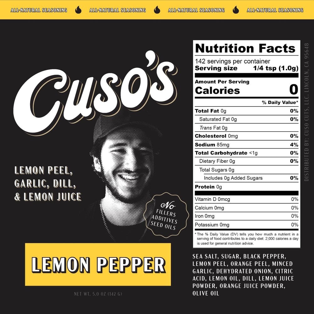 Cuso Cuts Chicken Wing Rub adds a tangy lemon pepper kick for wings.