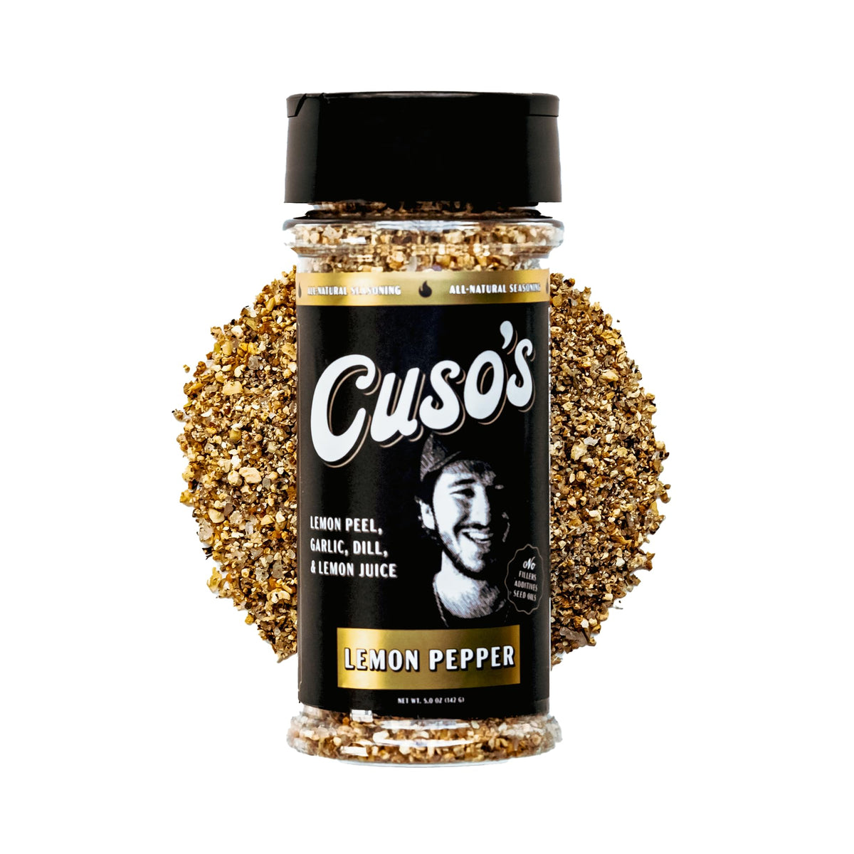Cuso Cuts Lemon Pepper Seasoning BBQ Rub enhances grilled flavor with zesty citrus.