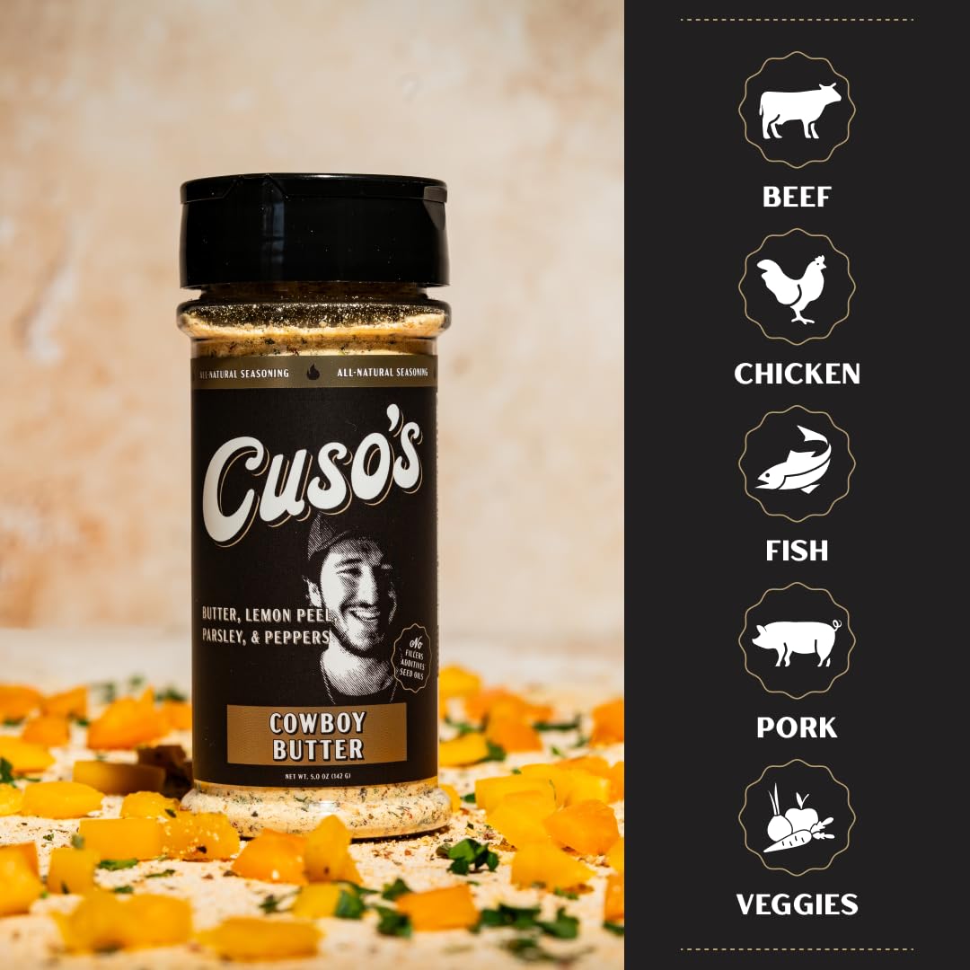 Cuso Cuts Cowboy Butter Seasoning on chicken on the grill