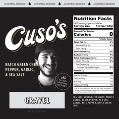 Cuso Cuts Gravel BBQ Rub label closeup highlighting natural ingredients