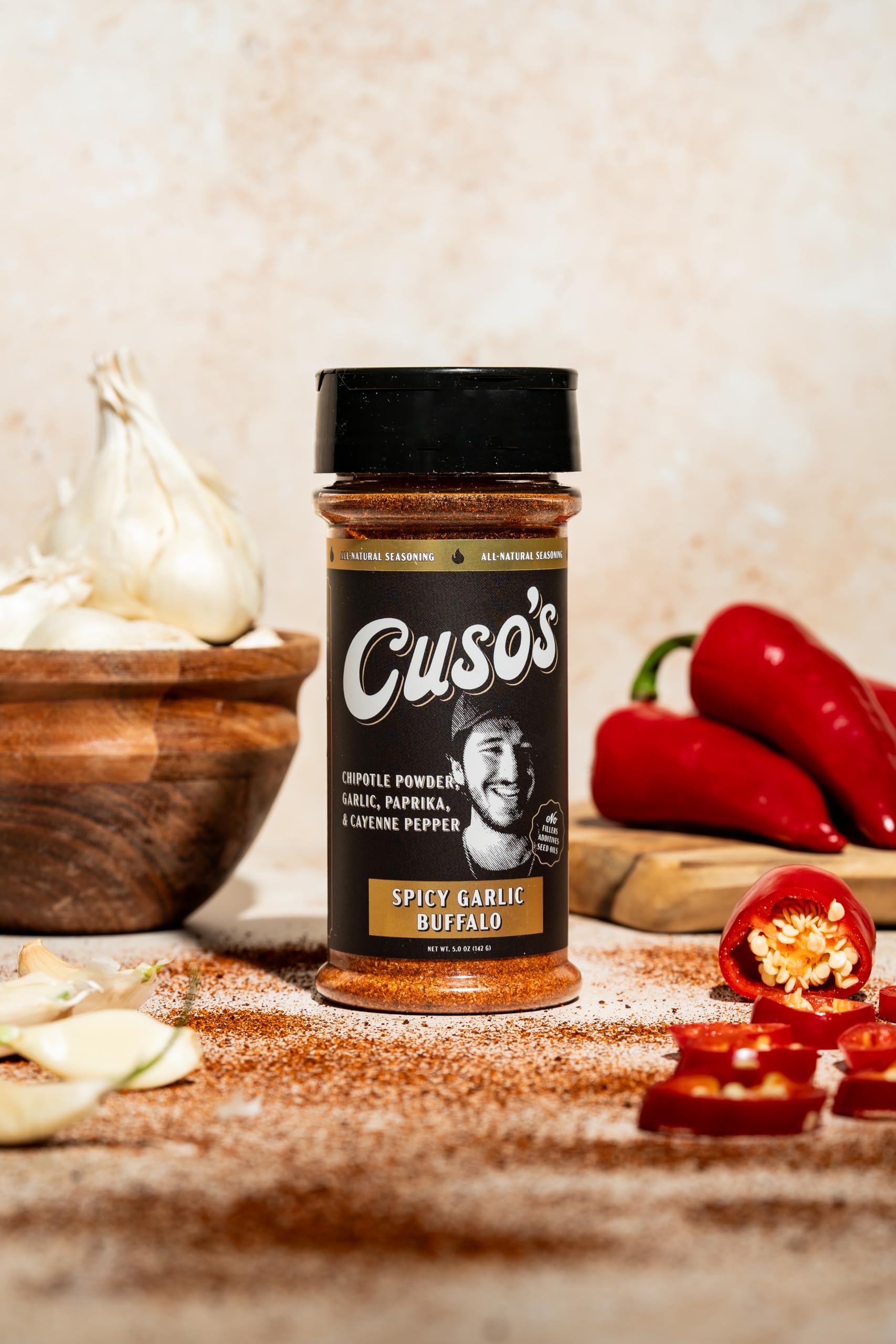 Chicken wings with Cuso's Cuts Spicy Garlic Buffalo Rub ready to grill