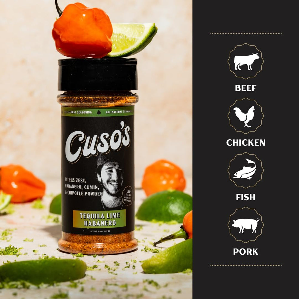 Cuso Cuts Tequila Lime Habanero grill-side scene implies quick flavor boost