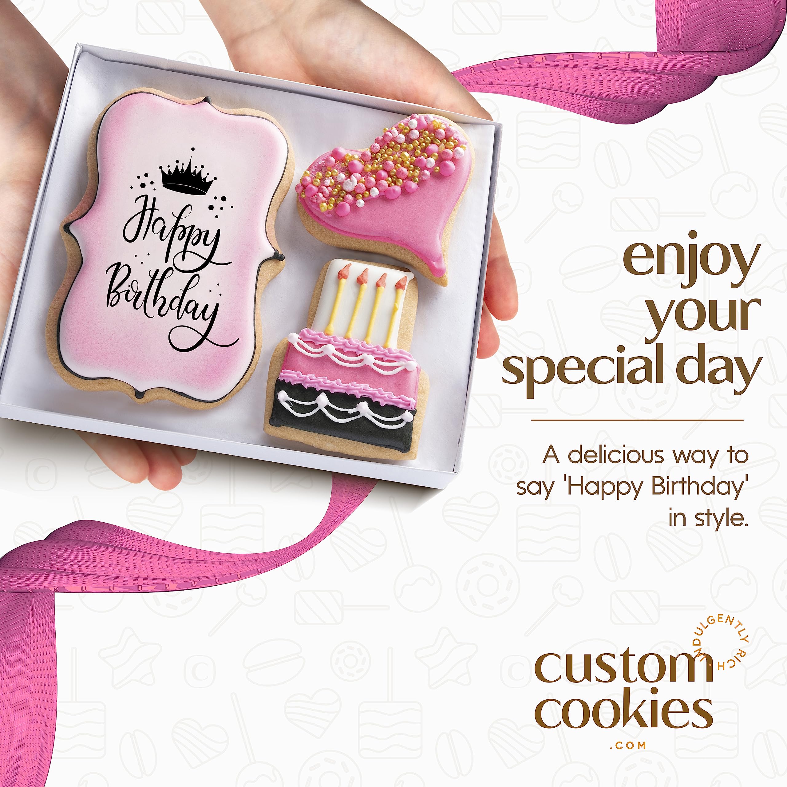 Custom Cookies hand-decorated birthday cookies in gift box for celebrations