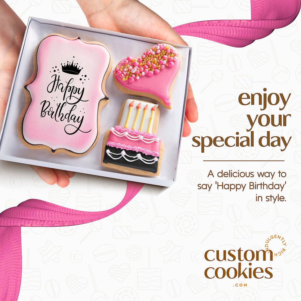 Custom Cookies hand-decorated birthday cookies in gift box for celebrations