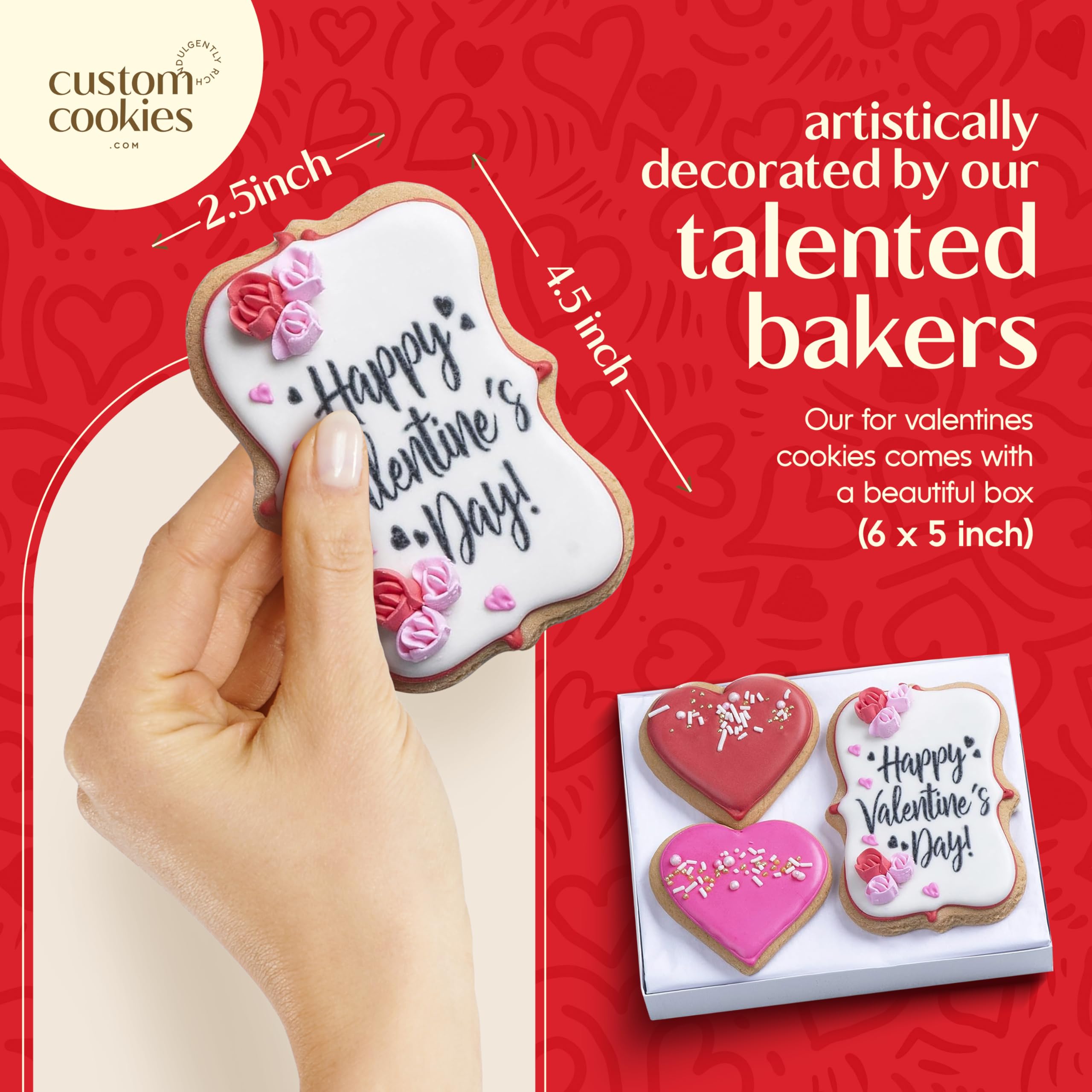 Pink heart cookie from Custom Cookies, a festive token of affection.