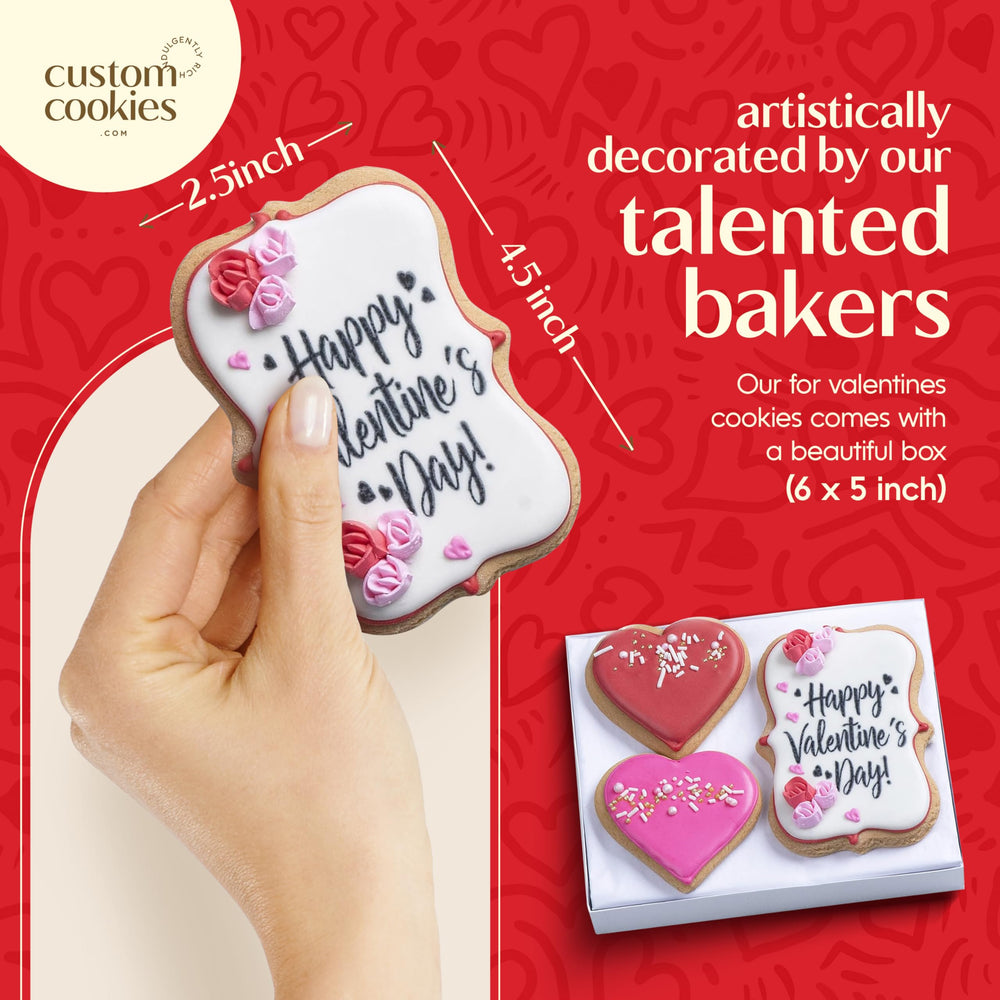 Pink heart cookie from Custom Cookies, a festive token of affection.