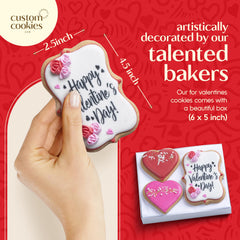 Pink heart cookie from Custom Cookies, a festive token of affection.