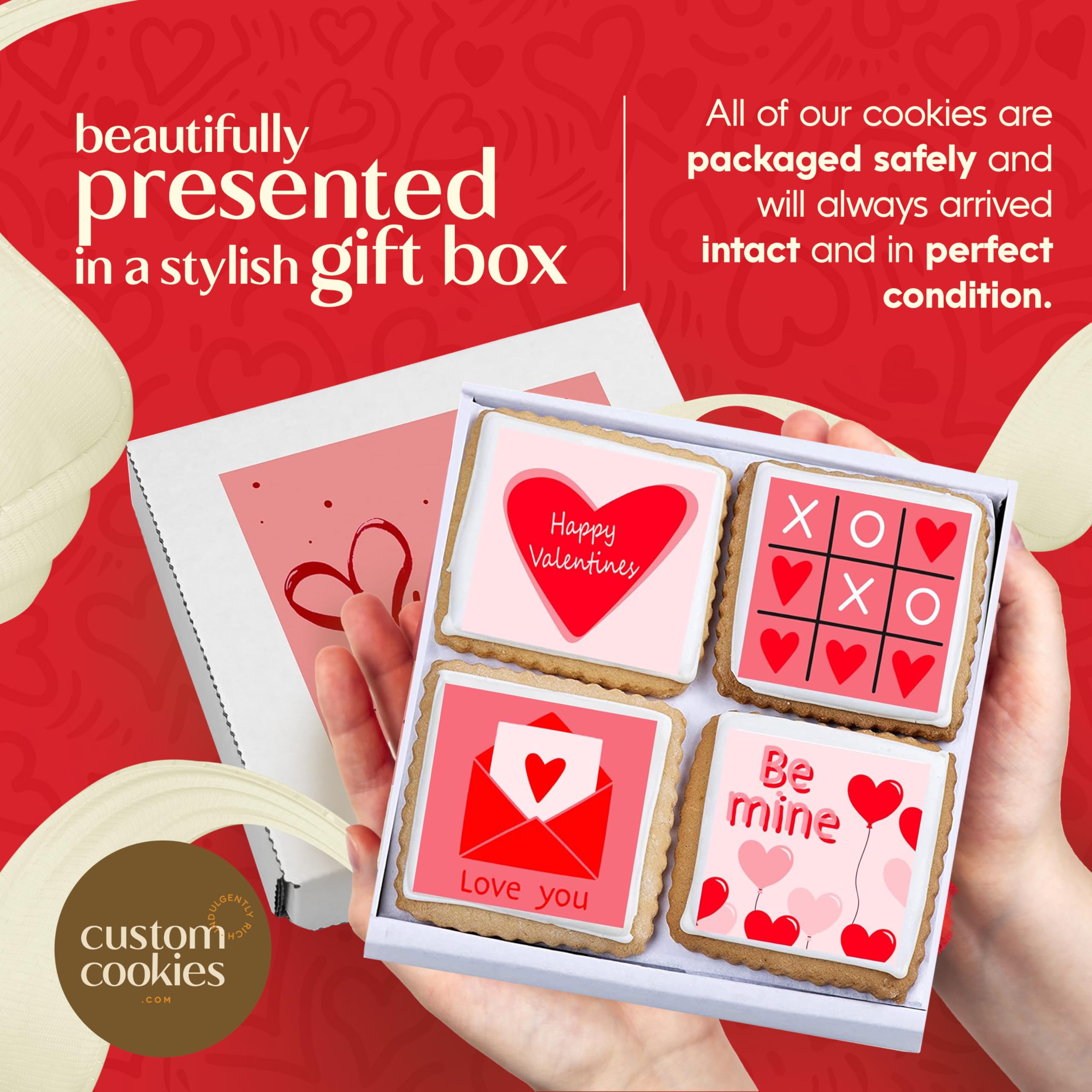 Custom Cookies valentines packaging care keeps cookies fresh during transit.