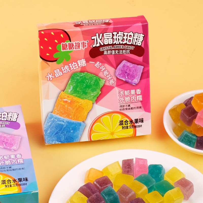 CYHJTCHS Gem Crystal Amber Candy presents vivid multifruit flavors for varied tasting.
