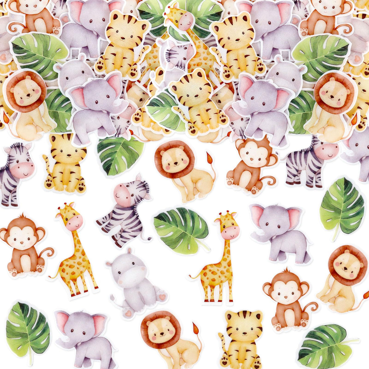 Cyodoos Jungle Safari cupcake toppers edible wafer paper for kid party decoration