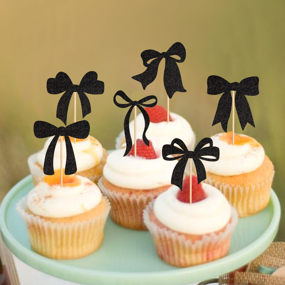 Cyodoos pink bow cupcake topper style B adds charm to birthday cakes