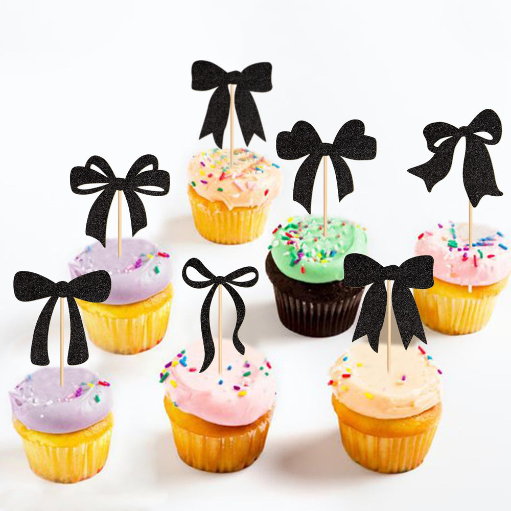 Cyodoos pink bow cupcake topper style E party-ready cake accent