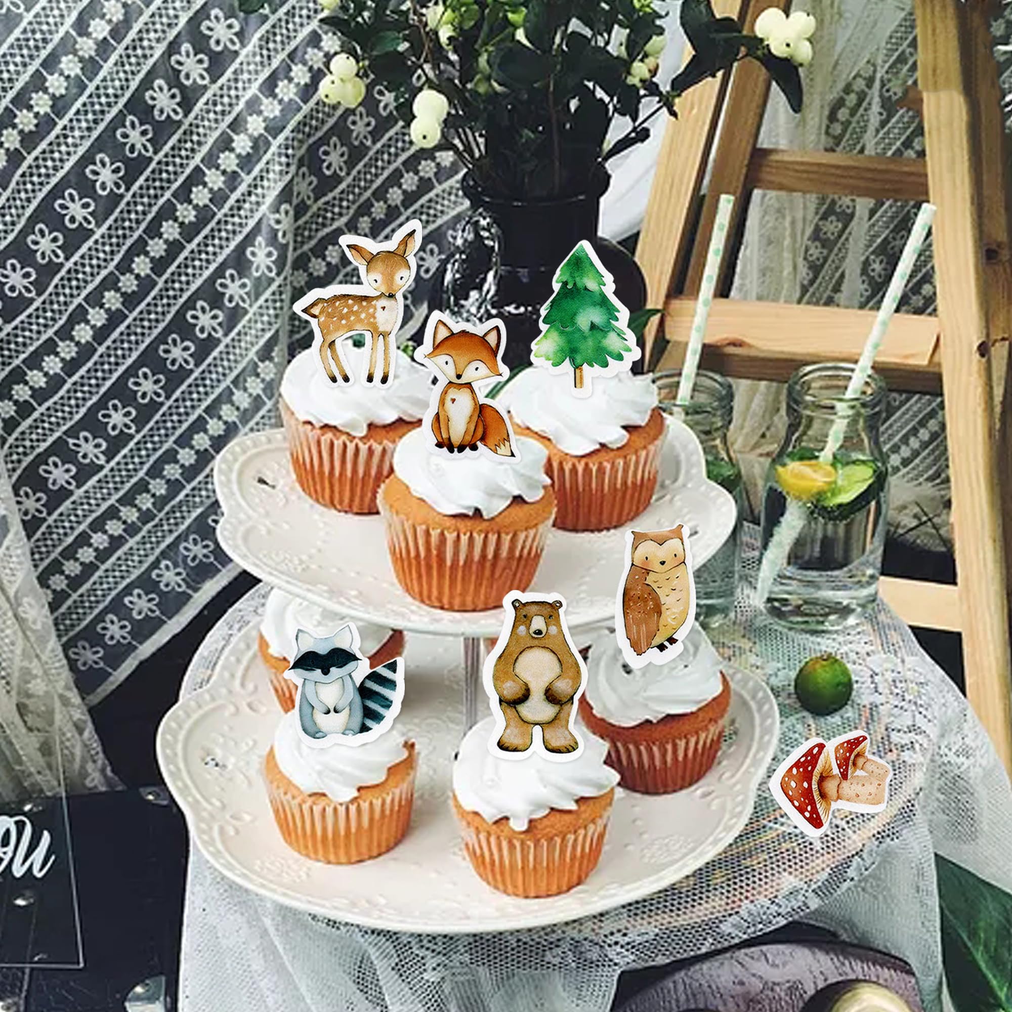 Cyodoos edible animal toppers featuring the zebra design brighten safari-inspired cupcakes.