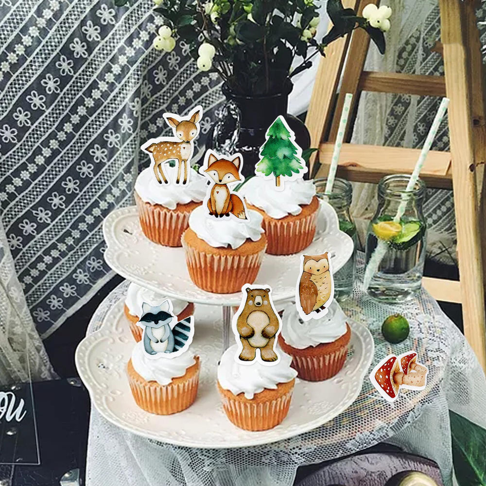 Cyodoos edible animal toppers featuring the zebra design brighten safari-inspired cupcakes.