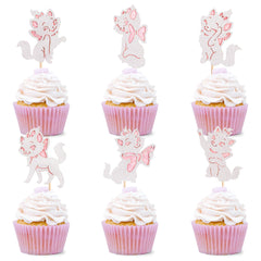 Cyodoos pink cat cupcake toppers sparkle on cupcakes for baby shower