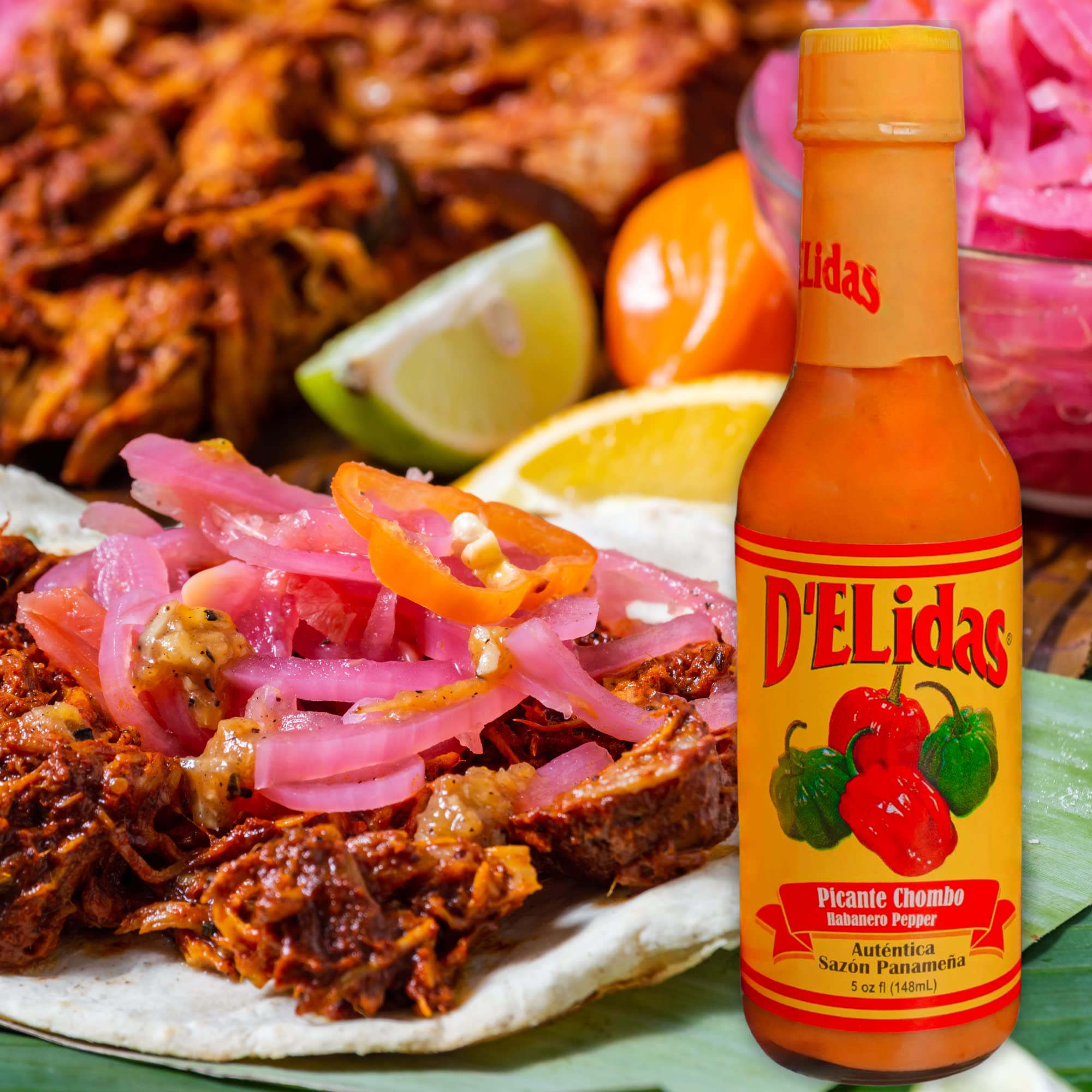 D'ELidas Habanero Hot Sauce wings image invites bold bite.