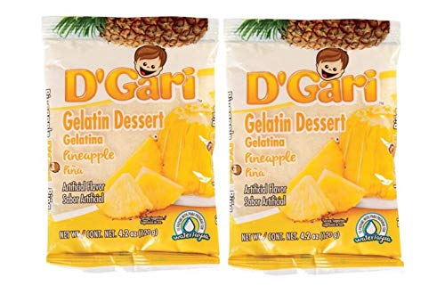 D'Gari Gelatins Pineapple 2-pack ready to chill for a refreshing dessert.