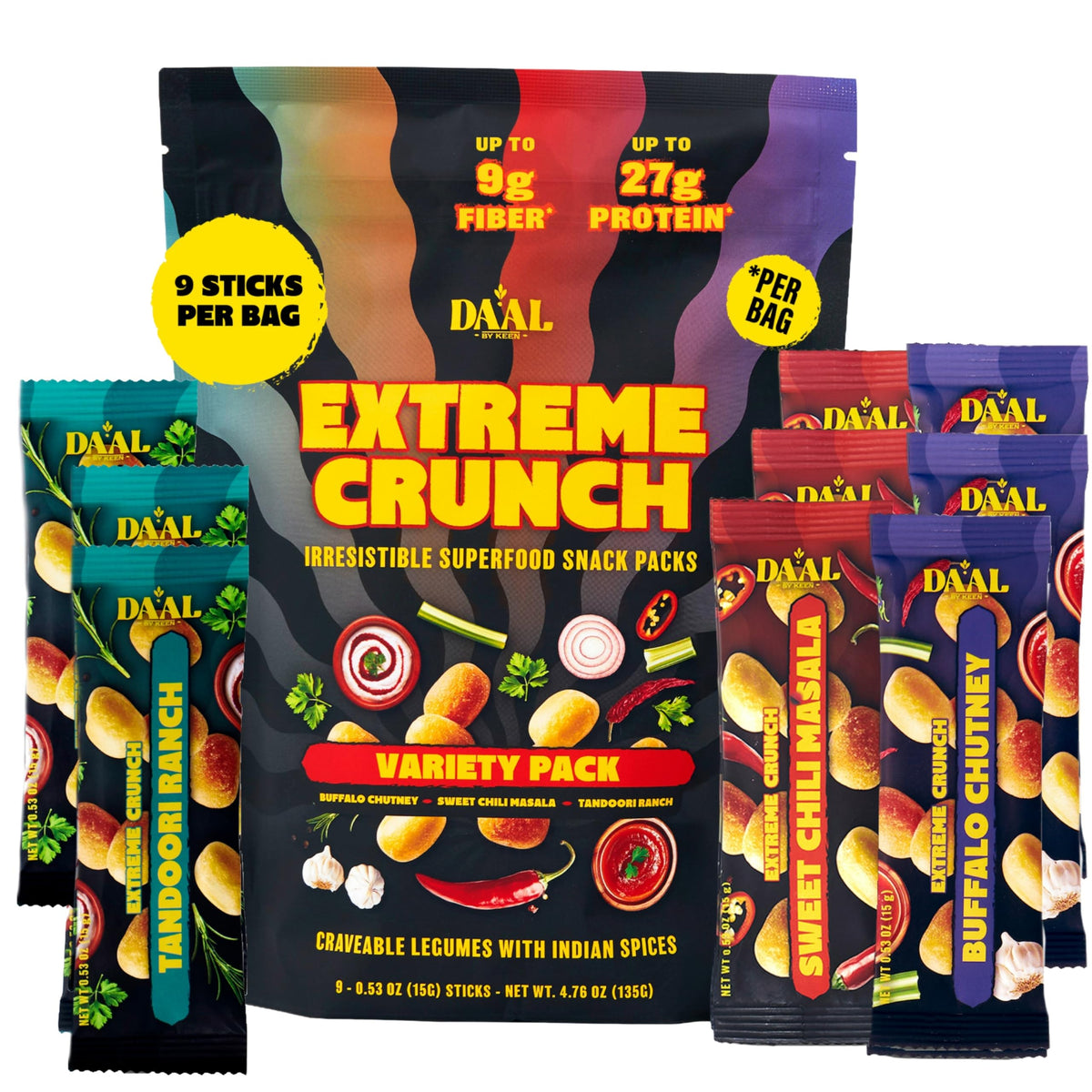Daal By Keen crunchy-spicy mung-bean snack pack for on-the-go protein.