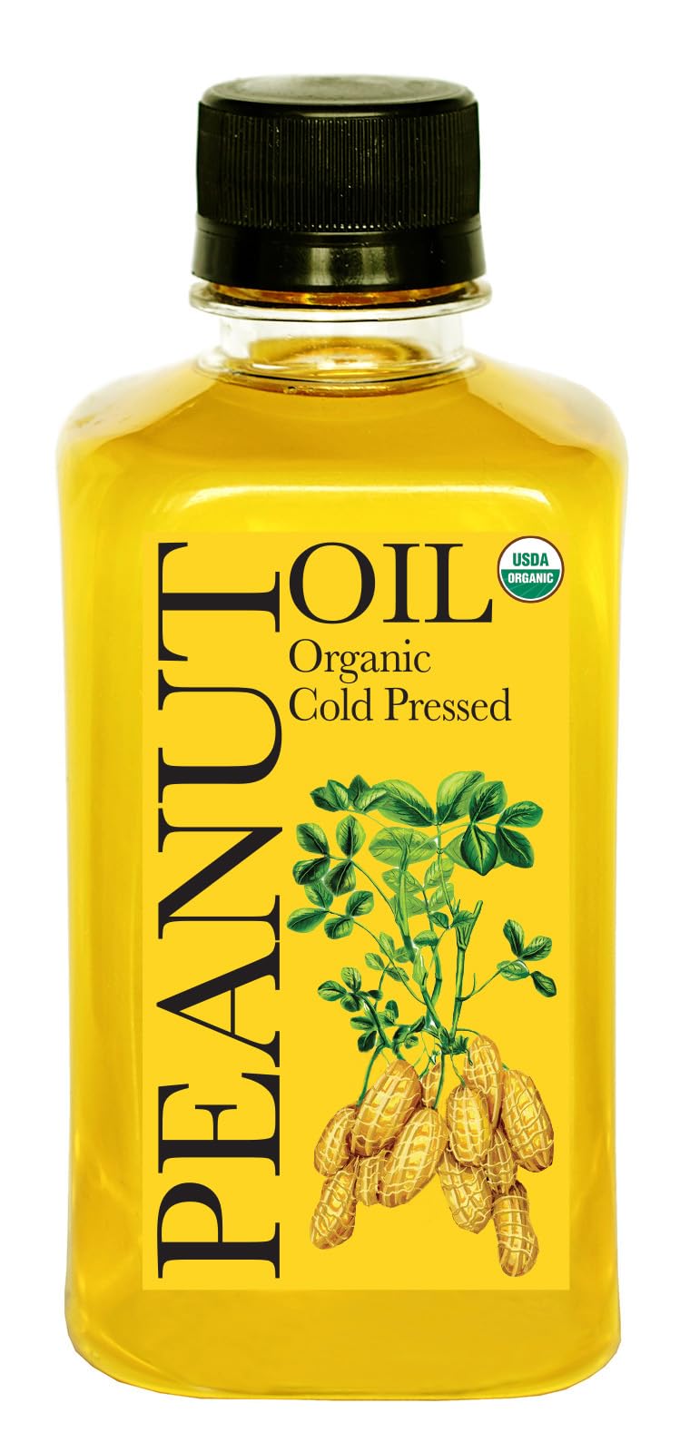 Daana Peanut Oil bottle on counter showcasing organic, cold-pressed quality for healthy cooking.