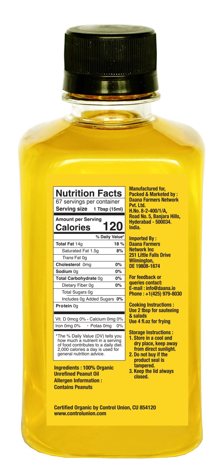 Daana Peanut Oil pours smoothly, perfect for stir-fries and Asian-inspired dishes.