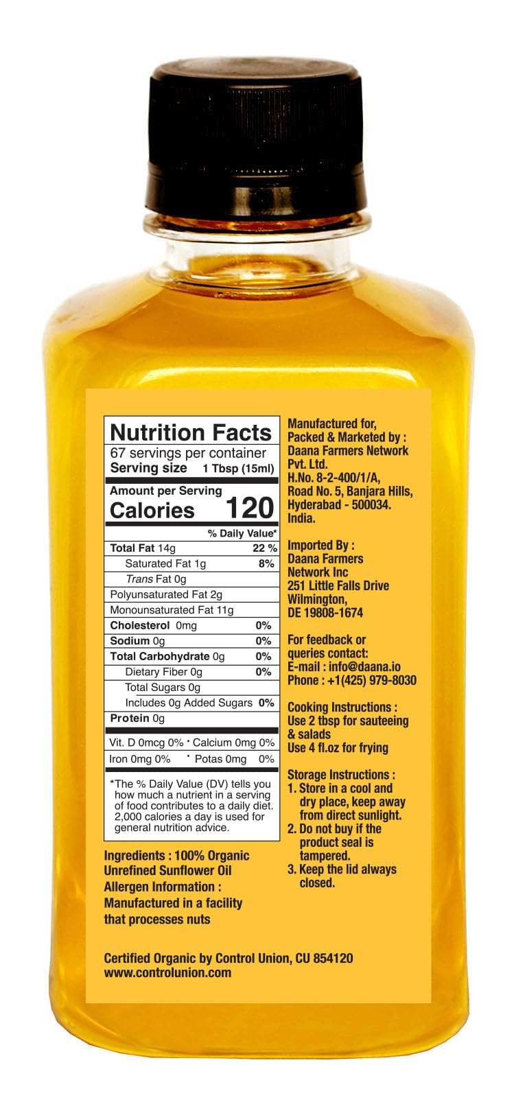 Daana sunflower oil being poured for dressings and sautéing