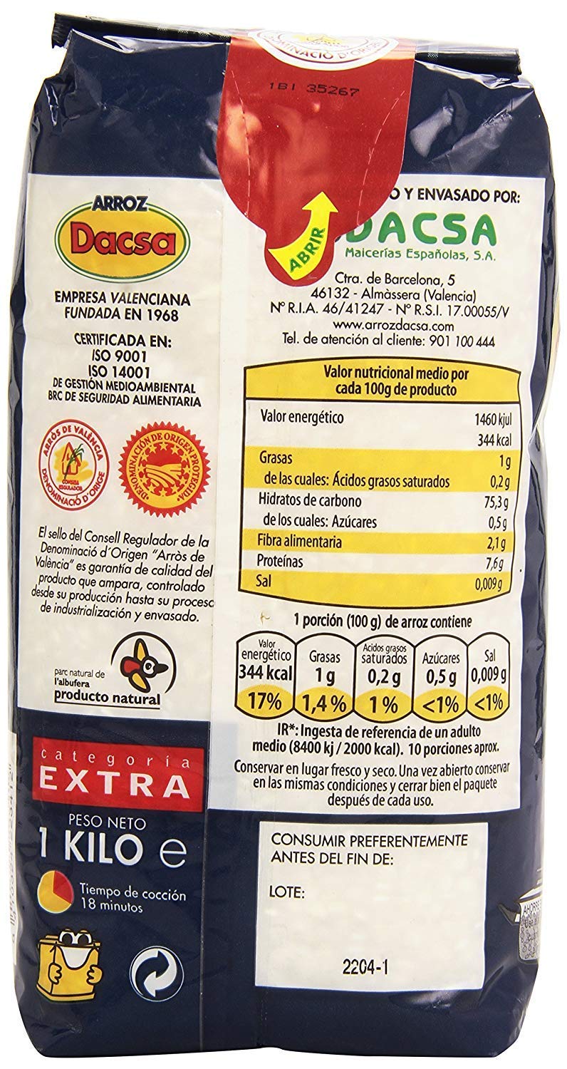 Dacsa Round Rice Valencia bag 2, glossy grains perfect for flavorful side dishes