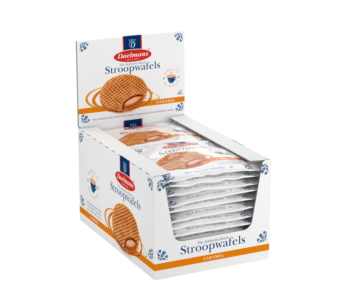 Daelmans Stroopwafel Caramel pack showcasing authentic Dutch waffles ideal for sharing