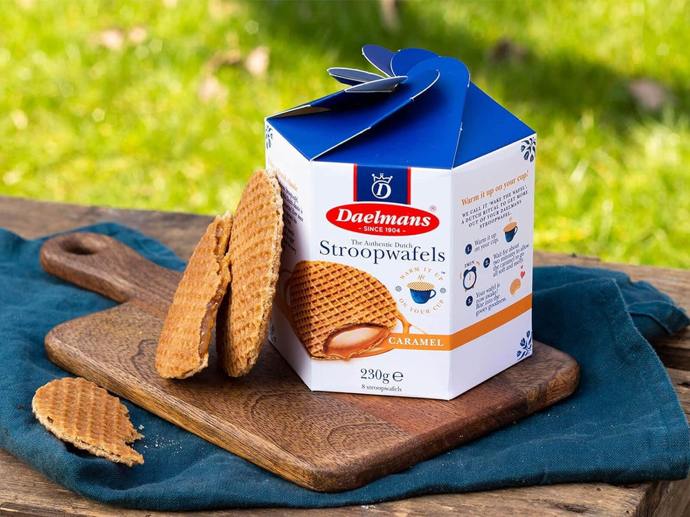 Daelmans Stroopwafels vanilla cinnamon aroma enhances snacking.