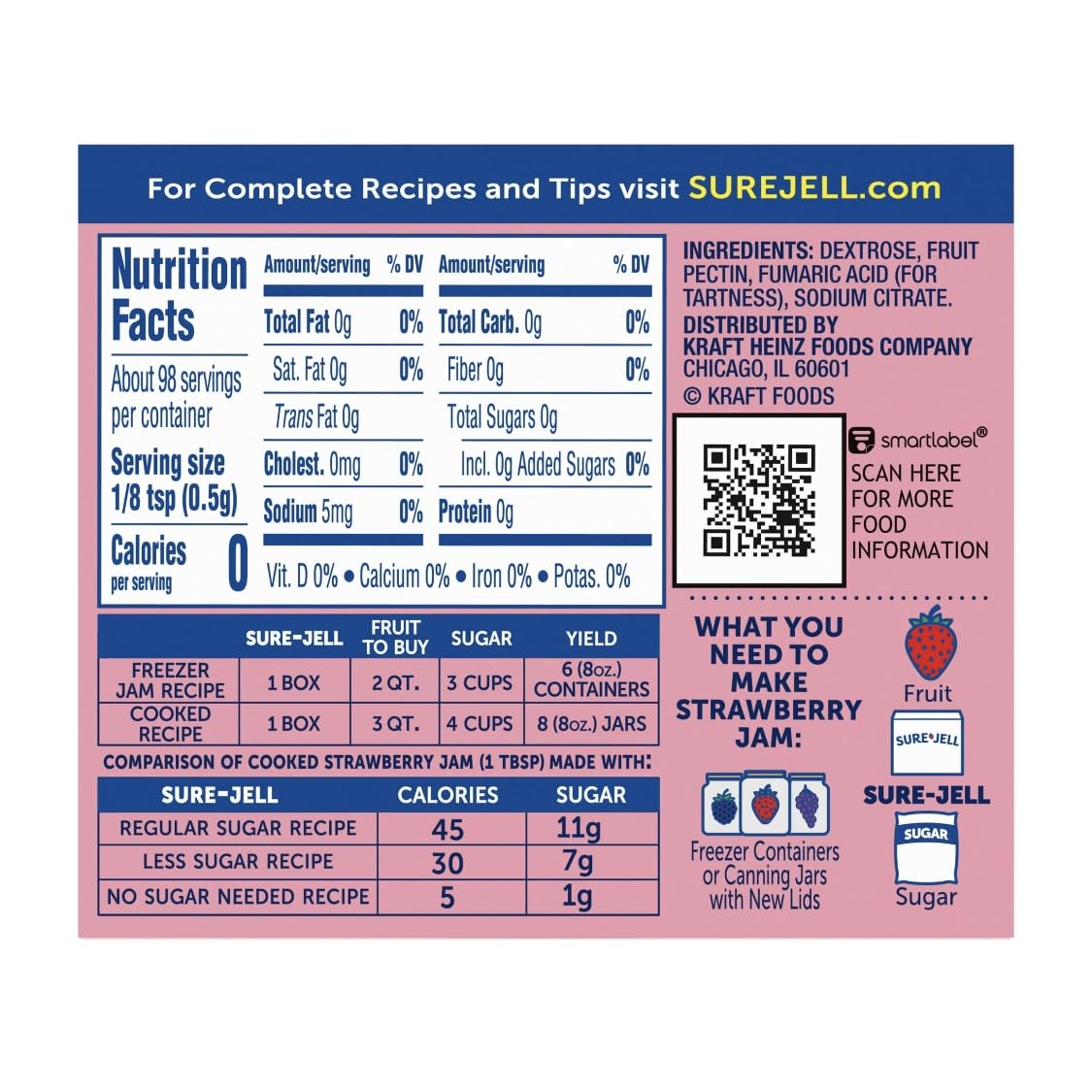 Daily Gemz Sure Jell low sugar pectin powder on kitchen counter for thickening fruit