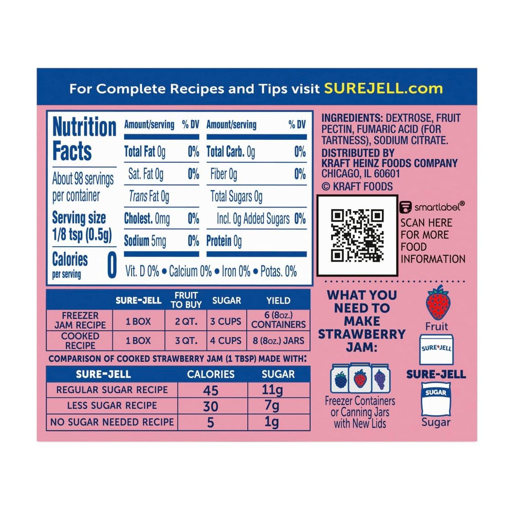 Daily Gemz Sure Jell low sugar pectin powder on kitchen counter for thickening fruit