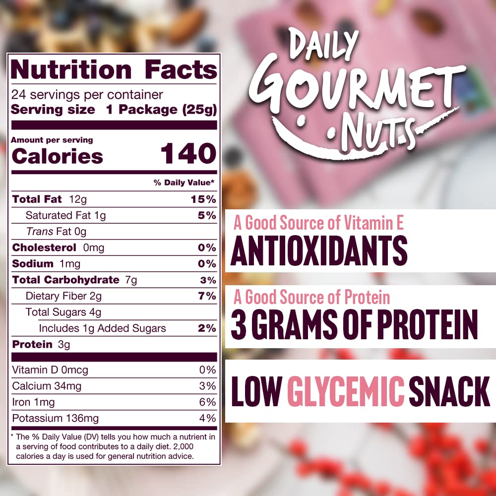 Gluten-free, non-GMO, kosher certified Daily Gourmet Nuts mix, no added salt