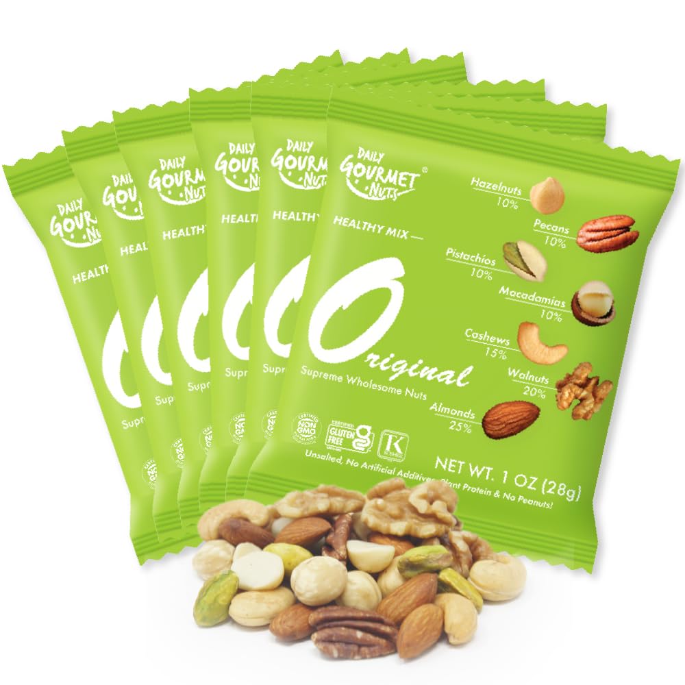 Daily Gourmet Nuts unsalted mixed nuts pack, convenient grab-and-go snack
