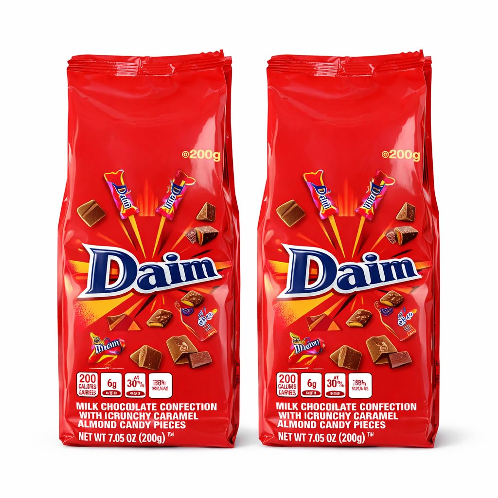 Daim chocolate bags 200g front view, perfect for sharing at gatherings.