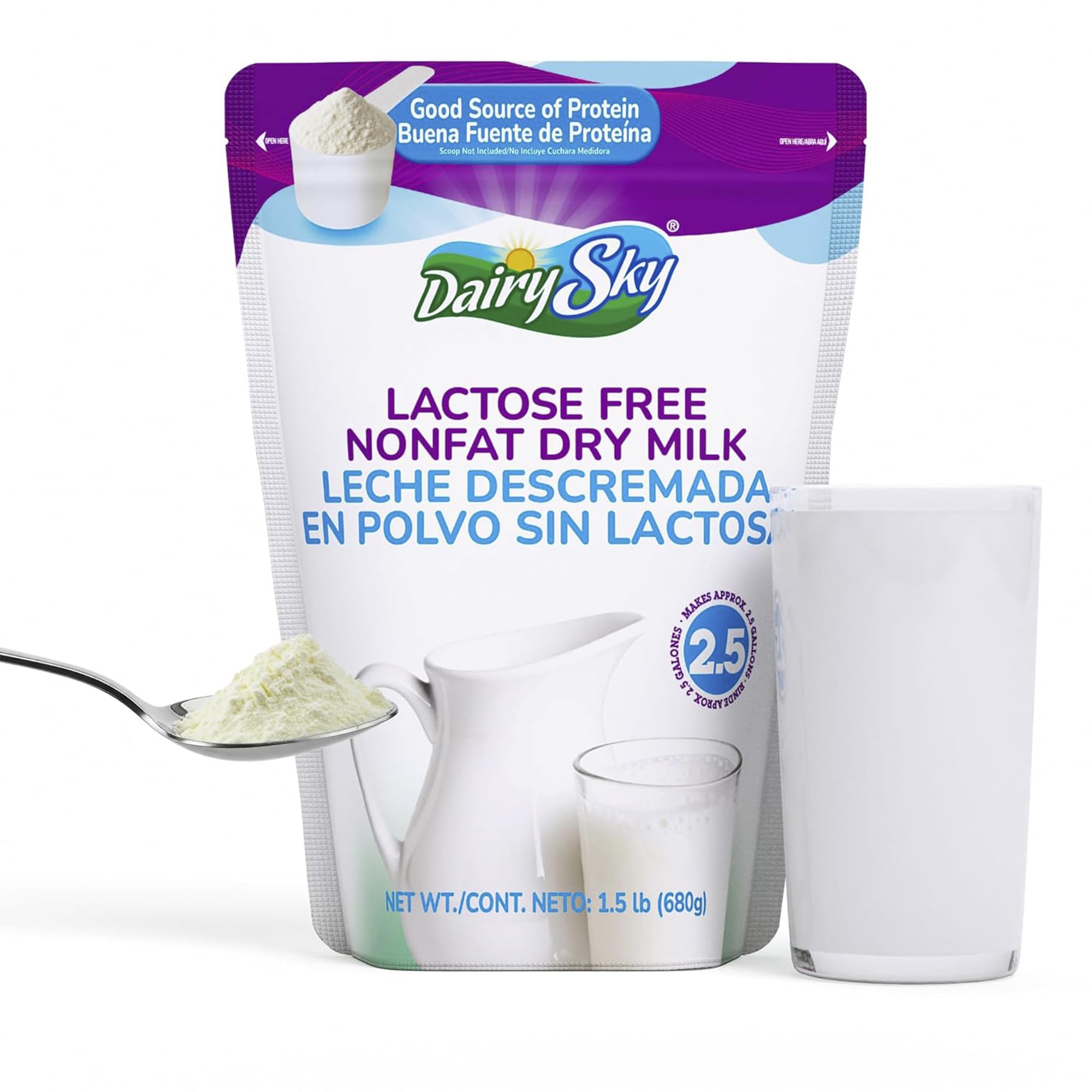 DairySky lactose-free milk powder pack for lactose-free cooking.