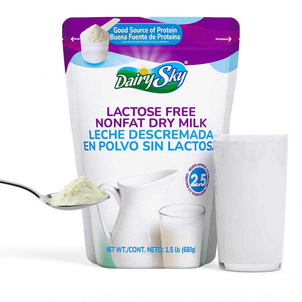 DairySky lactose-free milk powder pack for lactose-free cooking.