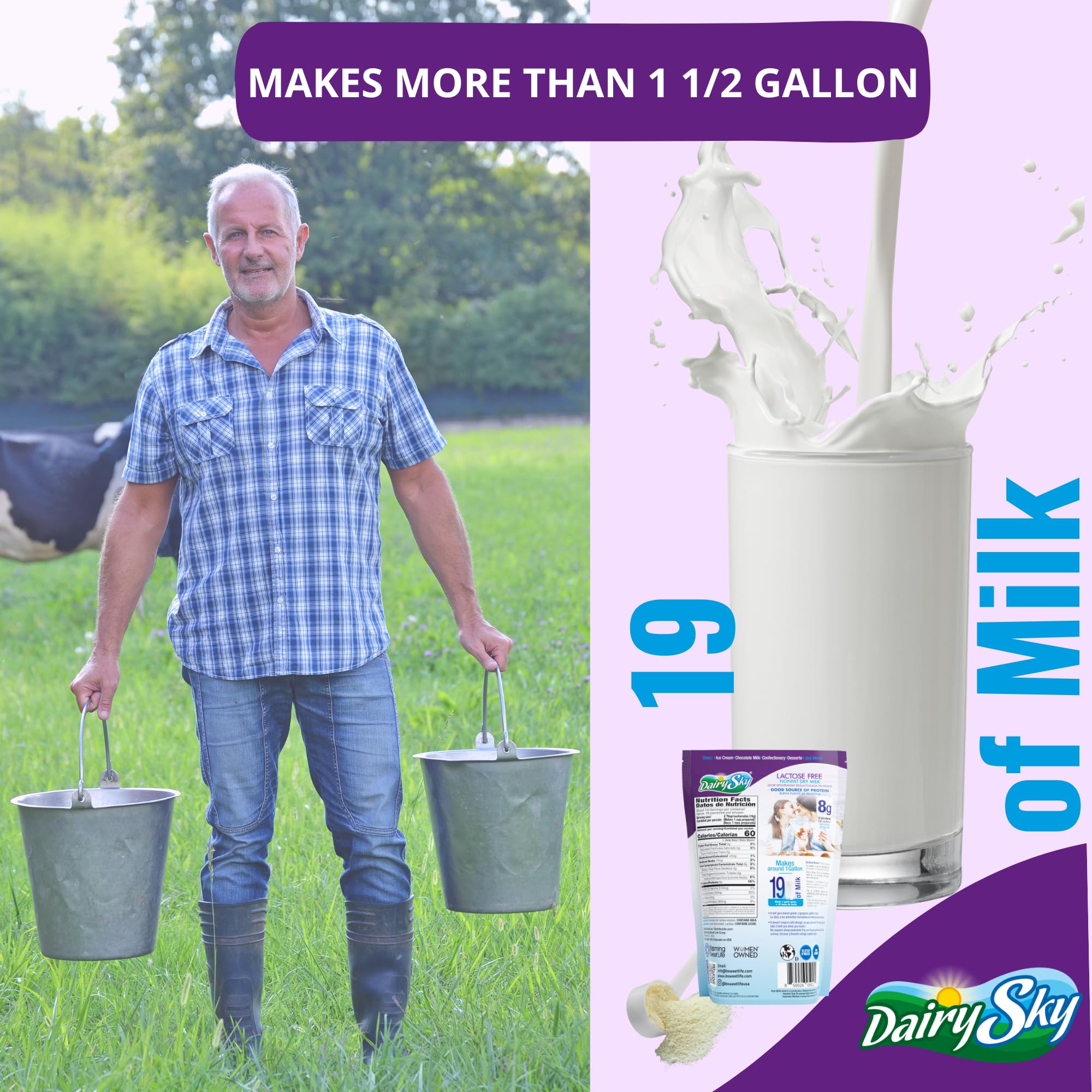 Dairysky nutrition graphic highlighting calcium and protein.